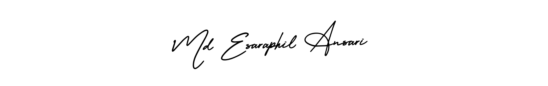 This is the best signature style for the Md Esaraphil Ansari name. Also you like these signature font (AmerikaSignatureDemo-Regular). Mix name signature. Md Esaraphil Ansari signature style 3 images and pictures png