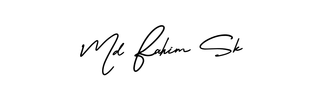 The best way (AmerikaSignatureDemo-Regular) to make a short signature is to pick only two or three words in your name. The name Md Fahim Sk include a total of six letters. For converting this name. Md Fahim Sk signature style 3 images and pictures png