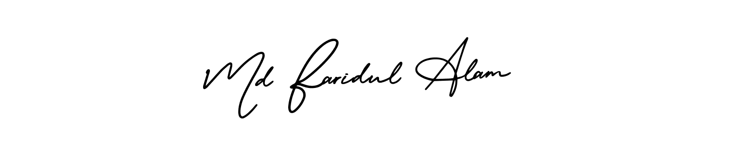 This is the best signature style for the Md Faridul Alam name. Also you like these signature font (AmerikaSignatureDemo-Regular). Mix name signature. Md Faridul Alam signature style 3 images and pictures png