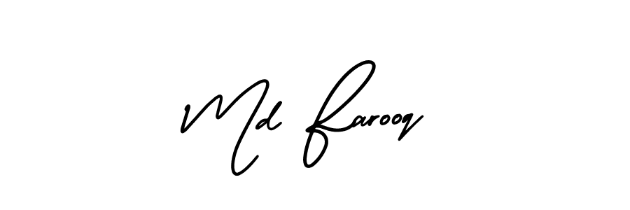 The best way (AmerikaSignatureDemo-Regular) to make a short signature is to pick only two or three words in your name. The name Md Farooq include a total of six letters. For converting this name. Md Farooq signature style 3 images and pictures png