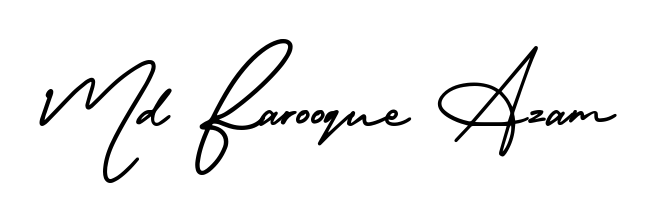 A timeless handwritten aesthetic for Md Farooque Azam. The AmerikaSignatureDemo-Regular font gives your signature a handcrafted feel with natural curves. Md Farooque Azam signature style 3 images and pictures png