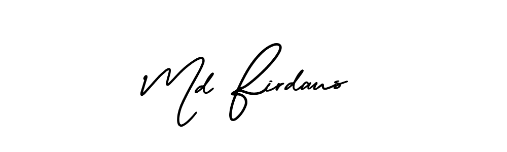 The best way (AmerikaSignatureDemo-Regular) to make a short signature is to pick only two or three words in your name. The name Md Firdaus include a total of six letters. For converting this name. Md Firdaus signature style 3 images and pictures png