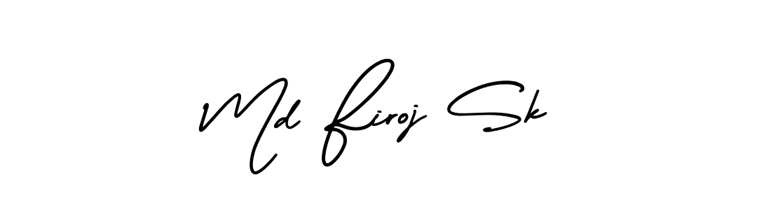 The best way (AmerikaSignatureDemo-Regular) to make a short signature is to pick only two or three words in your name. The name Md Firoj Sk include a total of six letters. For converting this name. Md Firoj Sk signature style 3 images and pictures png