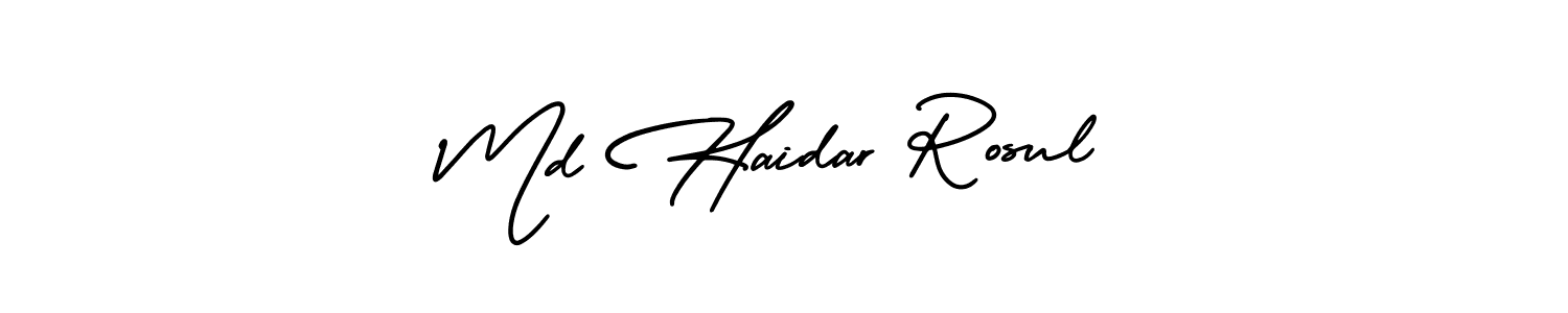 The best way (AmerikaSignatureDemo-Regular) to make a short signature is to pick only two or three words in your name. The name Md Haidar Rosul include a total of six letters. For converting this name. Md Haidar Rosul signature style 3 images and pictures png