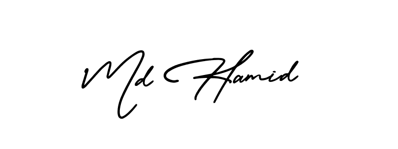 You should practise on your own different ways (AmerikaSignatureDemo-Regular) to write your name (Md Hamid) in signature. don't let someone else do it for you. Md Hamid signature style 3 images and pictures png