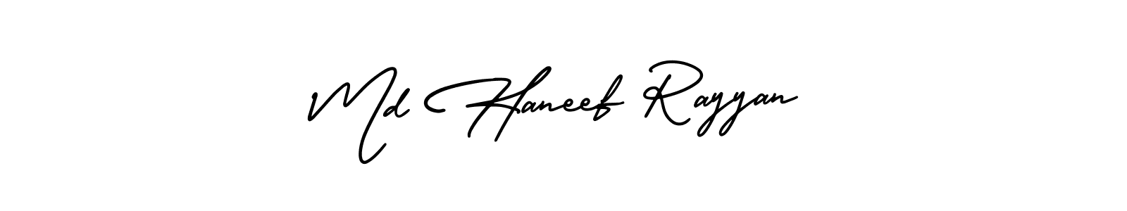 You should practise on your own different ways (AmerikaSignatureDemo-Regular) to write your name (Md Haneef Rayyan) in signature. don't let someone else do it for you. Md Haneef Rayyan signature style 3 images and pictures png