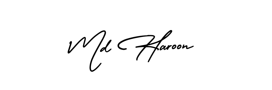 The best way (AmerikaSignatureDemo-Regular) to make a short signature is to pick only two or three words in your name. The name Md Haroon include a total of six letters. For converting this name. Md Haroon signature style 3 images and pictures png