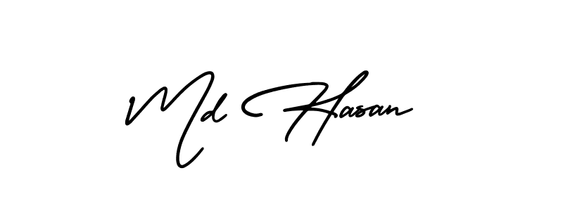 How to make Md Hasan name signature. Use AmerikaSignatureDemo-Regular style for creating short signs online. This is the latest handwritten sign. Md Hasan signature style 3 images and pictures png