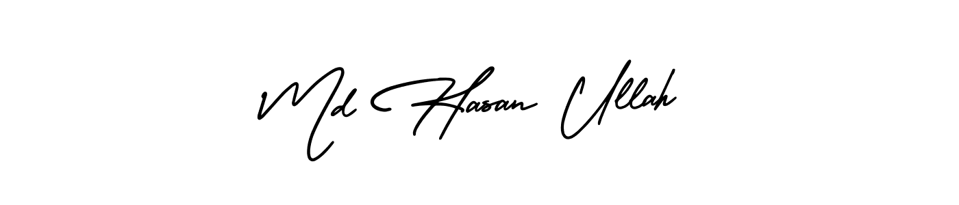 The best way (AmerikaSignatureDemo-Regular) to make a short signature is to pick only two or three words in your name. The name Md Hasan Ullah include a total of six letters. For converting this name. Md Hasan Ullah signature style 3 images and pictures png