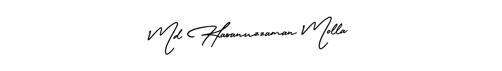 You should practise on your own different ways (AmerikaSignatureDemo-Regular) to write your name (Md Hasanuzzaman Molla) in signature. don't let someone else do it for you. Md Hasanuzzaman Molla signature style 3 images and pictures png