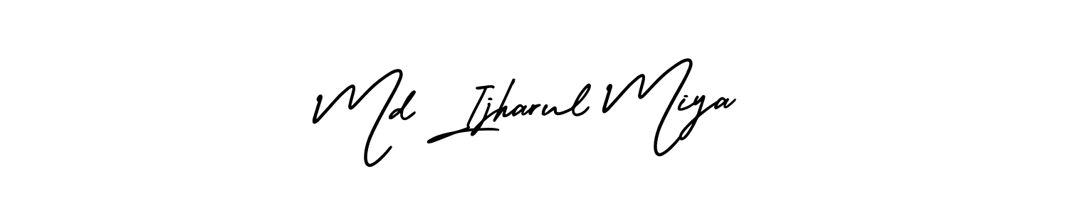 This is the best signature style for the Md Ijharul Miya name. Also you like these signature font (AmerikaSignatureDemo-Regular). Mix name signature. Md Ijharul Miya signature style 3 images and pictures png