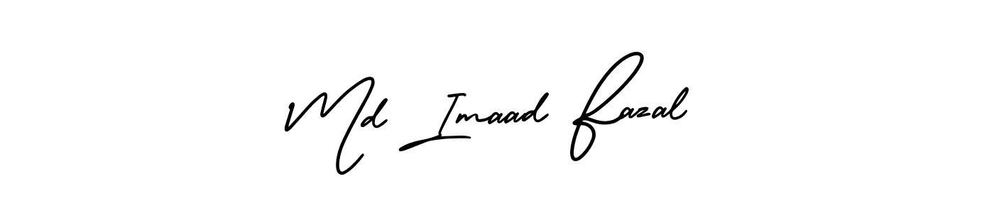 You should practise on your own different ways (AmerikaSignatureDemo-Regular) to write your name (Md Imaad Fazal) in signature. don't let someone else do it for you. Md Imaad Fazal signature style 3 images and pictures png