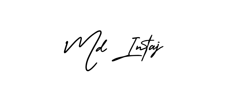 How to make Md Intaj name signature. Use AmerikaSignatureDemo-Regular style for creating short signs online. This is the latest handwritten sign. Md Intaj signature style 3 images and pictures png