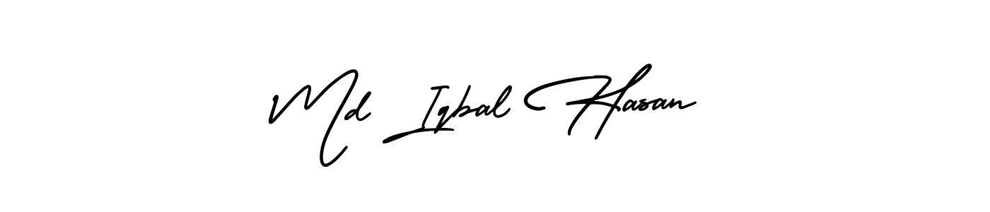 You should practise on your own different ways (AmerikaSignatureDemo-Regular) to write your name (Md Iqbal Hasan) in signature. don't let someone else do it for you. Md Iqbal Hasan signature style 3 images and pictures png