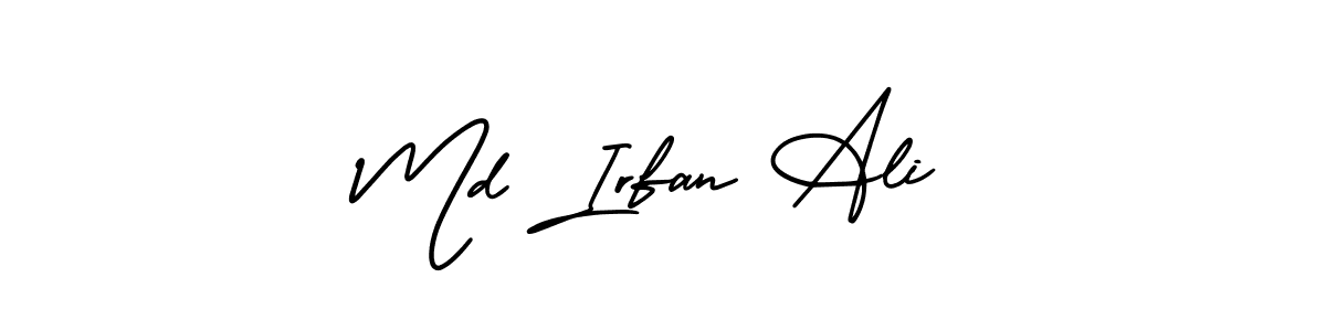 You should practise on your own different ways (AmerikaSignatureDemo-Regular) to write your name (Md Irfan Ali) in signature. don't let someone else do it for you. Md Irfan Ali signature style 3 images and pictures png