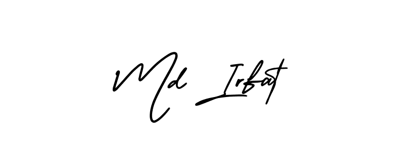 The best way (AmerikaSignatureDemo-Regular) to make a short signature is to pick only two or three words in your name. The name Md Irfat include a total of six letters. For converting this name. Md Irfat signature style 3 images and pictures png