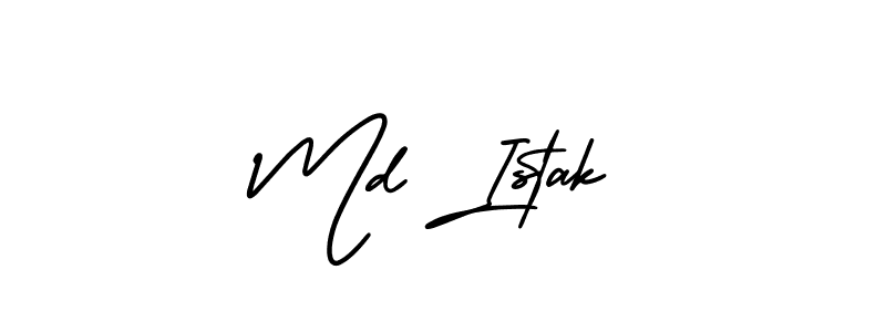 The best way (AmerikaSignatureDemo-Regular) to make a short signature is to pick only two or three words in your name. The name Md Istak include a total of six letters. For converting this name. Md Istak signature style 3 images and pictures png