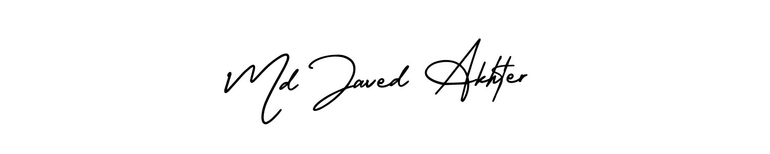 You should practise on your own different ways (AmerikaSignatureDemo-Regular) to write your name (Md Javed Akhter) in signature. don't let someone else do it for you. Md Javed Akhter signature style 3 images and pictures png