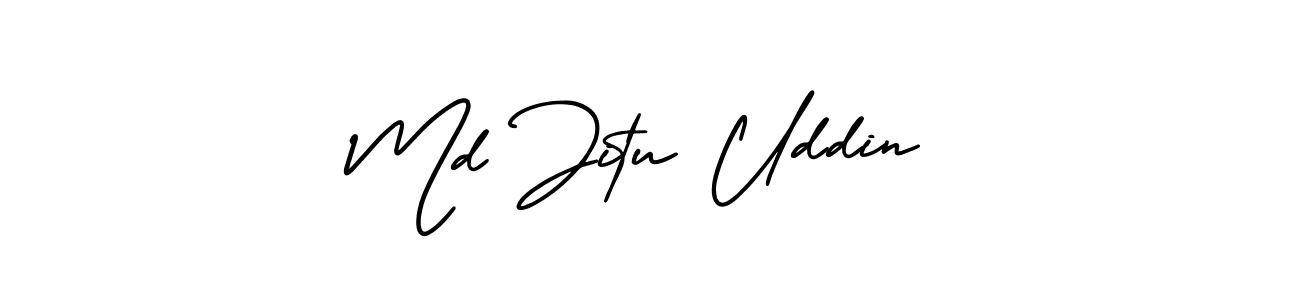 You should practise on your own different ways (AmerikaSignatureDemo-Regular) to write your name (Md Jitu Uddin) in signature. don't let someone else do it for you. Md Jitu Uddin signature style 3 images and pictures png