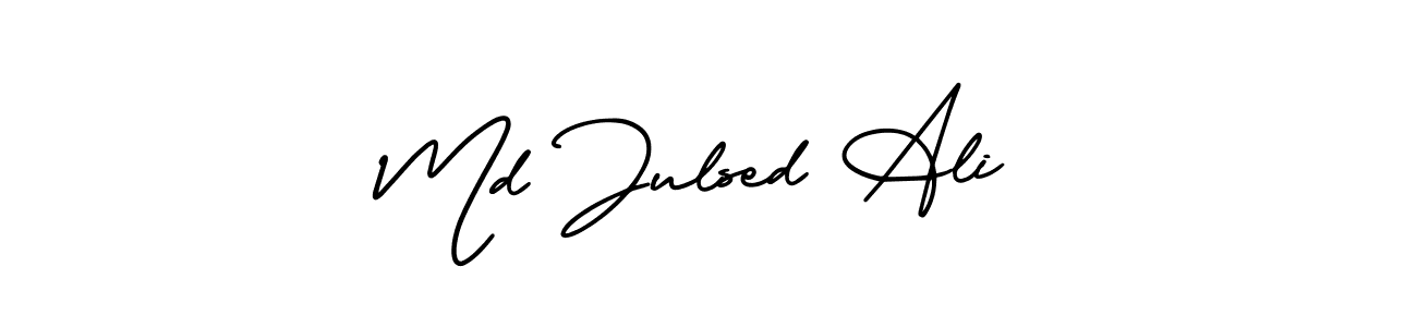 You should practise on your own different ways (AmerikaSignatureDemo-Regular) to write your name (Md Julsed Ali) in signature. don't let someone else do it for you. Md Julsed Ali signature style 3 images and pictures png