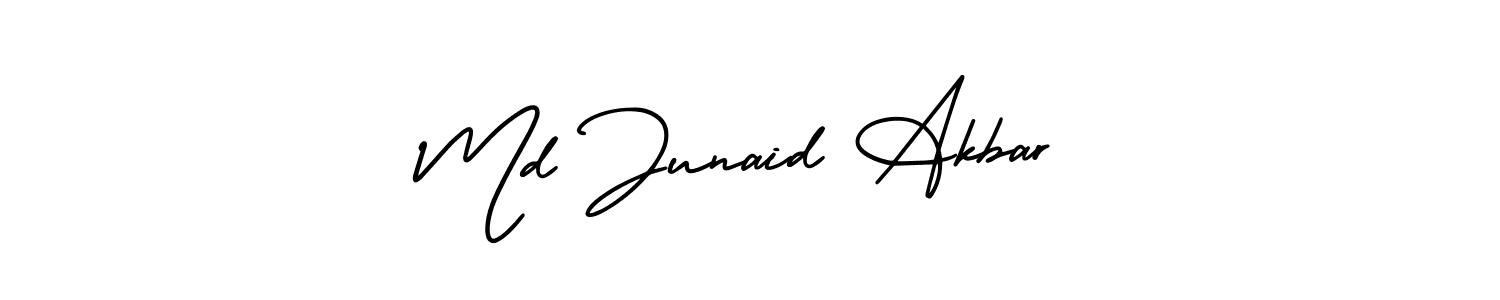 This is the best signature style for the Md Junaid Akbar name. Also you like these signature font (AmerikaSignatureDemo-Regular). Mix name signature. Md Junaid Akbar signature style 3 images and pictures png