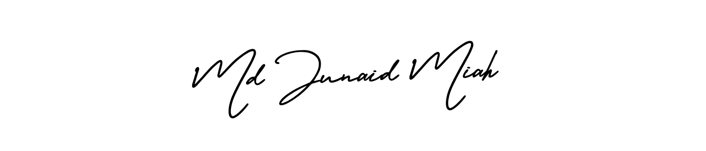 This is the best signature style for the Md Junaid Miah name. Also you like these signature font (AmerikaSignatureDemo-Regular). Mix name signature. Md Junaid Miah signature style 3 images and pictures png