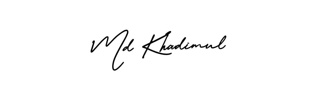 Make a short Md Khadimul signature style. Manage your documents anywhere anytime using AmerikaSignatureDemo-Regular. Create and add eSignatures, submit forms, share and send files easily. Md Khadimul signature style 3 images and pictures png