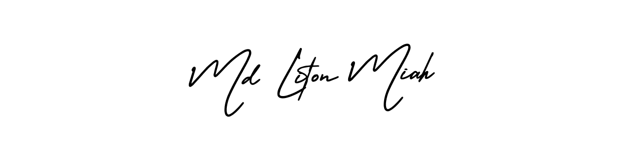 Make a beautiful signature design for name Md Liton Miah. With this signature (AmerikaSignatureDemo-Regular) style, you can create a handwritten signature for free. Md Liton Miah signature style 3 images and pictures png