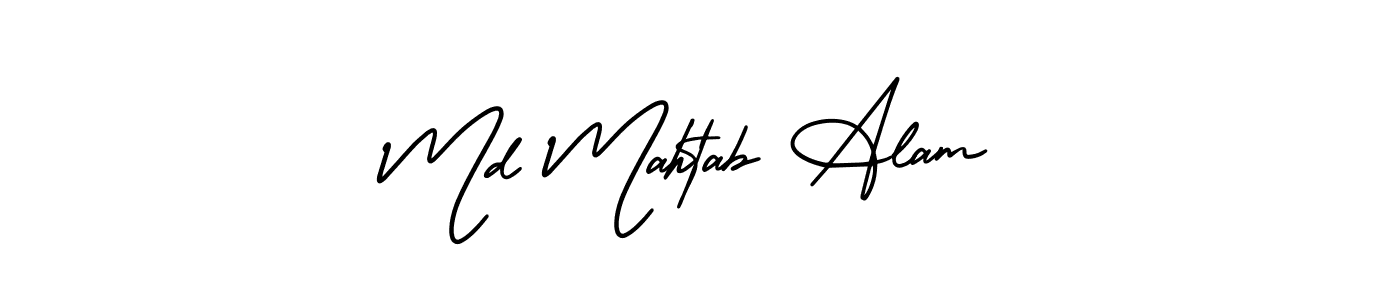 You should practise on your own different ways (AmerikaSignatureDemo-Regular) to write your name (Md Mahtab Alam) in signature. don't let someone else do it for you. Md Mahtab Alam signature style 3 images and pictures png