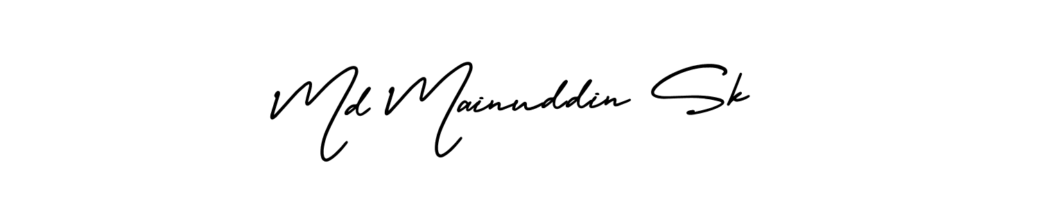 This is the best signature style for the Md Mainuddin Sk name. Also you like these signature font (AmerikaSignatureDemo-Regular). Mix name signature. Md Mainuddin Sk signature style 3 images and pictures png