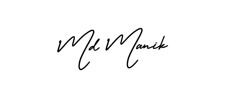 Use a signature maker to create a handwritten signature online. With this signature software, you can design (AmerikaSignatureDemo-Regular) your own signature for name Md Manik. Md Manik signature style 3 images and pictures png
