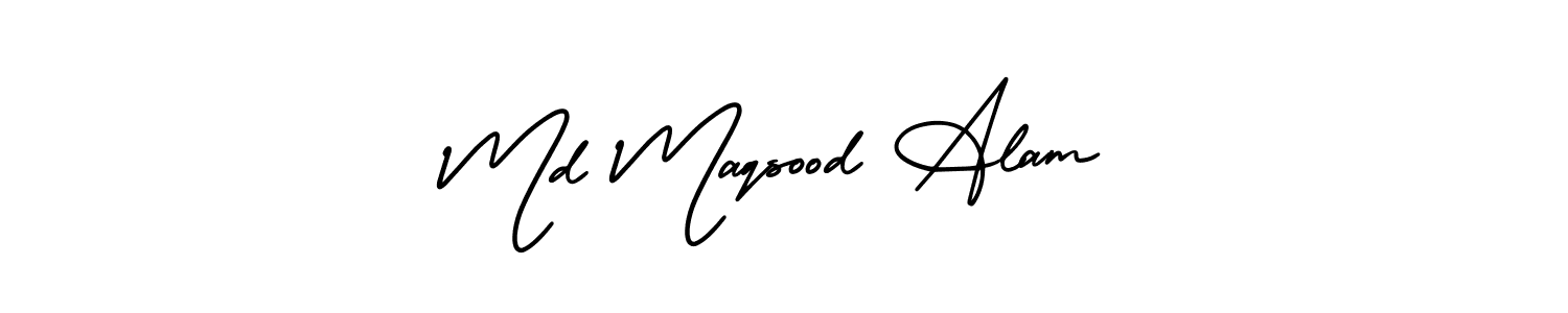 You should practise on your own different ways (AmerikaSignatureDemo-Regular) to write your name (Md Maqsood Alam) in signature. don't let someone else do it for you. Md Maqsood Alam signature style 3 images and pictures png