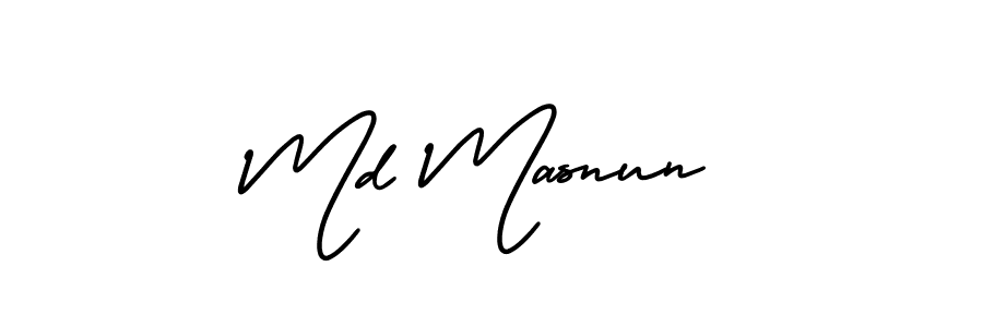 Md Masnun stylish signature style. Best Handwritten Sign (AmerikaSignatureDemo-Regular) for my name. Handwritten Signature Collection Ideas for my name Md Masnun. Md Masnun signature style 3 images and pictures png
