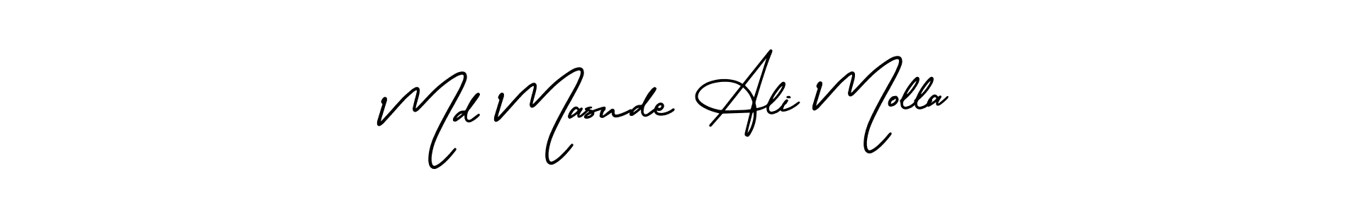 The best way (AmerikaSignatureDemo-Regular) to make a short signature is to pick only two or three words in your name. The name Md Masude Ali Molla include a total of six letters. For converting this name. Md Masude Ali Molla signature style 3 images and pictures png