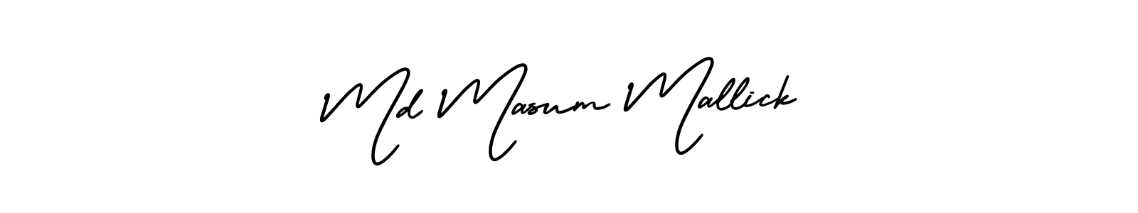 The best way (AmerikaSignatureDemo-Regular) to make a short signature is to pick only two or three words in your name. The name Md Masum Mallick include a total of six letters. For converting this name. Md Masum Mallick signature style 3 images and pictures png