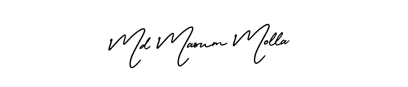 This is the best signature style for the Md Masum Molla name. Also you like these signature font (AmerikaSignatureDemo-Regular). Mix name signature. Md Masum Molla signature style 3 images and pictures png