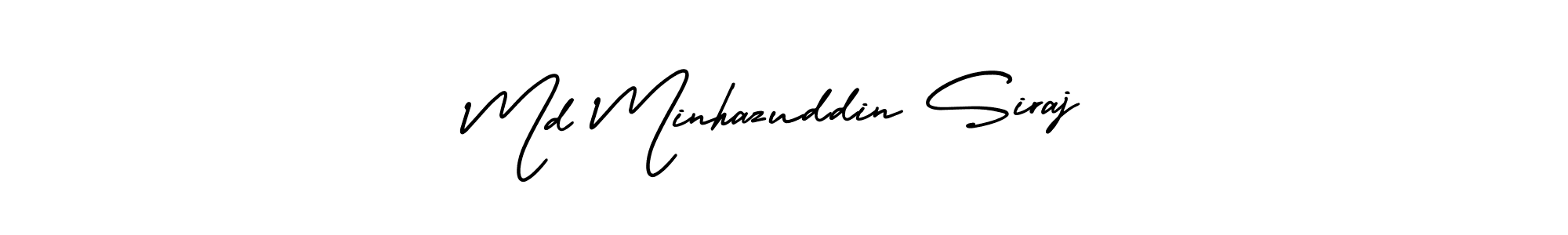 The best way (AmerikaSignatureDemo-Regular) to make a short signature is to pick only two or three words in your name. The name Md Minhazuddin Siraj include a total of six letters. For converting this name. Md Minhazuddin Siraj signature style 3 images and pictures png