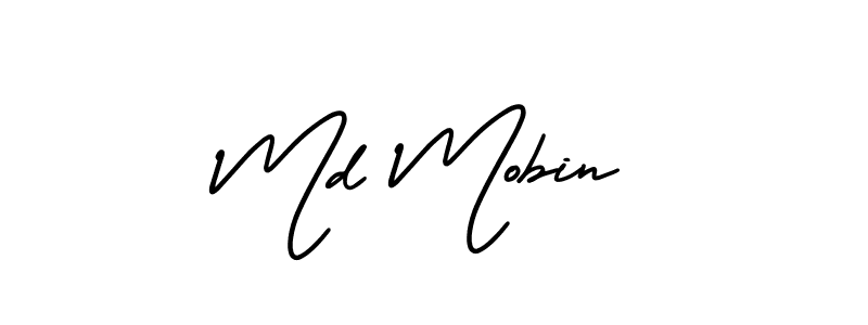 The best way (AmerikaSignatureDemo-Regular) to make a short signature is to pick only two or three words in your name. The name Md Mobin include a total of six letters. For converting this name. Md Mobin signature style 3 images and pictures png