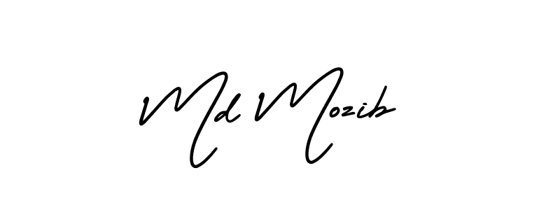 Md Mozib stylish signature style. Best Handwritten Sign (AmerikaSignatureDemo-Regular) for my name. Handwritten Signature Collection Ideas for my name Md Mozib. Md Mozib signature style 3 images and pictures png