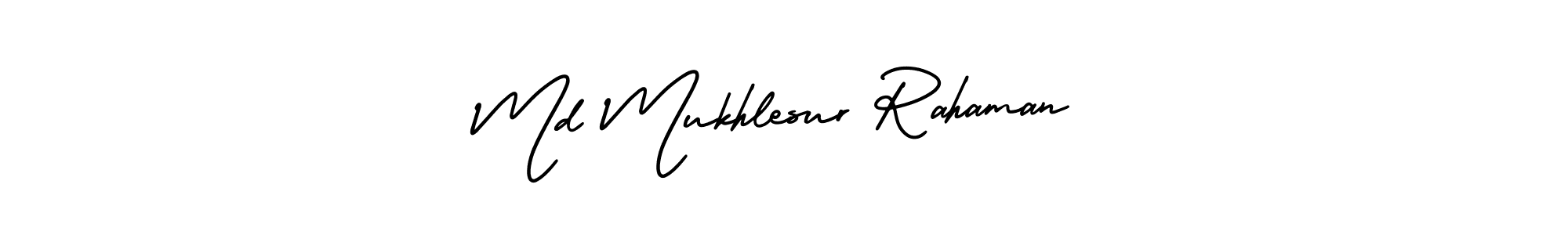 You should practise on your own different ways (AmerikaSignatureDemo-Regular) to write your name (Md Mukhlesur Rahaman) in signature. don't let someone else do it for you. Md Mukhlesur Rahaman signature style 3 images and pictures png