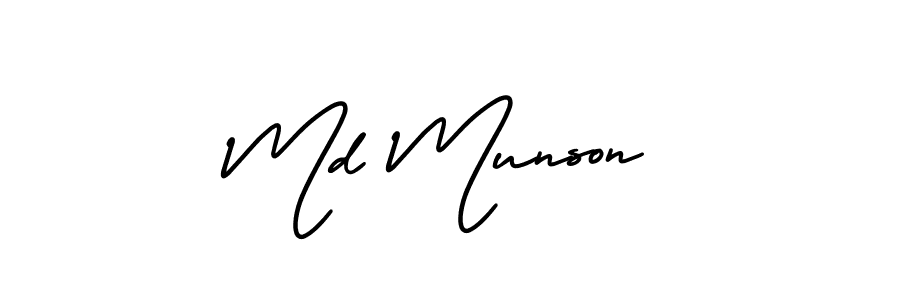 This is the best signature style for the Md Munson name. Also you like these signature font (AmerikaSignatureDemo-Regular). Mix name signature. Md Munson signature style 3 images and pictures png