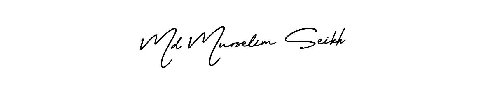 The best way (AmerikaSignatureDemo-Regular) to make a short signature is to pick only two or three words in your name. The name Md Murselim Seikh include a total of six letters. For converting this name. Md Murselim Seikh signature style 3 images and pictures png