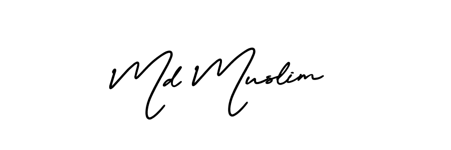 The best way (AmerikaSignatureDemo-Regular) to make a short signature is to pick only two or three words in your name. The name Md Muslim include a total of six letters. For converting this name. Md Muslim signature style 3 images and pictures png