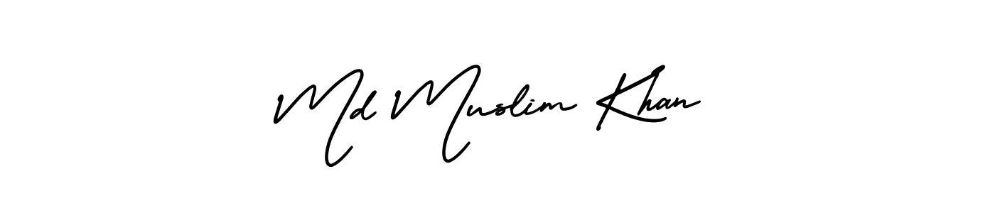 Md Muslim Khan stylish signature style. Best Handwritten Sign (AmerikaSignatureDemo-Regular) for my name. Handwritten Signature Collection Ideas for my name Md Muslim Khan. Md Muslim Khan signature style 3 images and pictures png