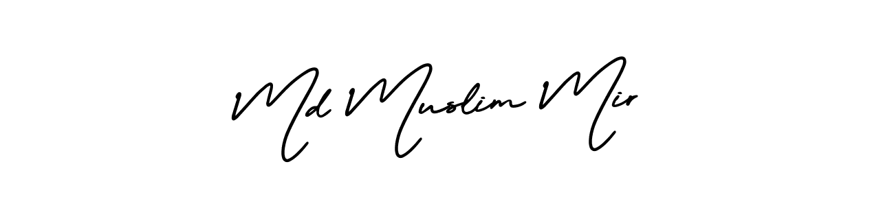 Use a signature maker to create a handwritten signature online. With this signature software, you can design (AmerikaSignatureDemo-Regular) your own signature for name Md Muslim Mir. Md Muslim Mir signature style 3 images and pictures png