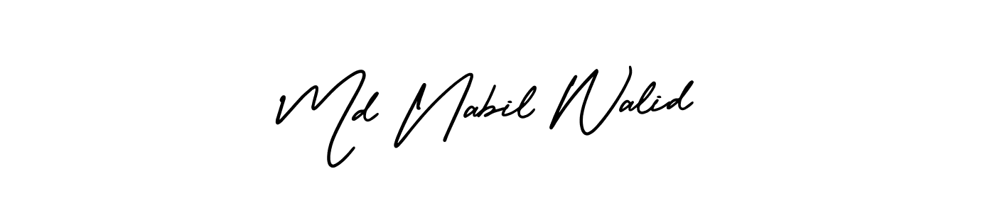 Md Nabil Walid stylish signature style. Best Handwritten Sign (AmerikaSignatureDemo-Regular) for my name. Handwritten Signature Collection Ideas for my name Md Nabil Walid. Md Nabil Walid signature style 3 images and pictures png