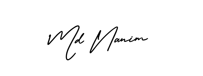 You should practise on your own different ways (AmerikaSignatureDemo-Regular) to write your name (Md Nanim) in signature. don't let someone else do it for you. Md Nanim signature style 3 images and pictures png