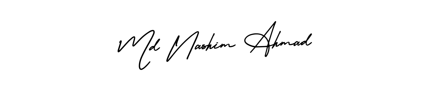 This is the best signature style for the Md Nashim Ahmad name. Also you like these signature font (AmerikaSignatureDemo-Regular). Mix name signature. Md Nashim Ahmad signature style 3 images and pictures png