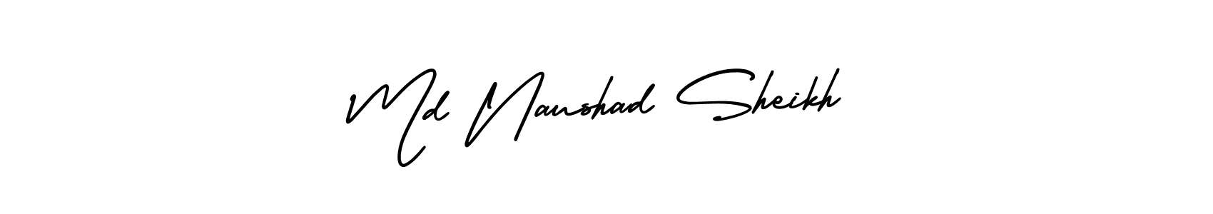 The best way (AmerikaSignatureDemo-Regular) to make a short signature is to pick only two or three words in your name. The name Md Naushad Sheikh include a total of six letters. For converting this name. Md Naushad Sheikh signature style 3 images and pictures png