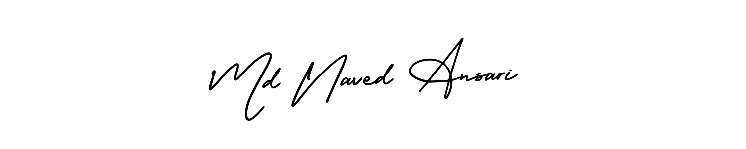 You should practise on your own different ways (AmerikaSignatureDemo-Regular) to write your name (Md Naved Ansari) in signature. don't let someone else do it for you. Md Naved Ansari signature style 3 images and pictures png